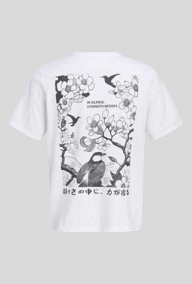 Back image of Osaka back print tshirt in white, by brand Jack&jones