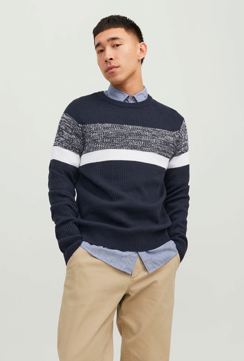 JACK AND JONES PANNEL BLOCK KNIT