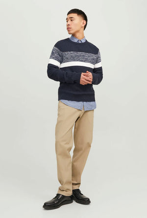 JACK AND JONES PANNEL BLOCK KNIT