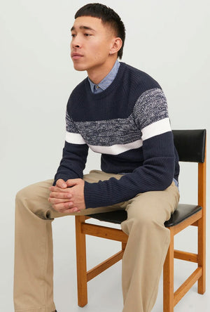 JACK AND JONES PANNEL BLOCK KNIT