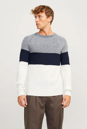 JACK AND JONES PANNEL CREW KNIT