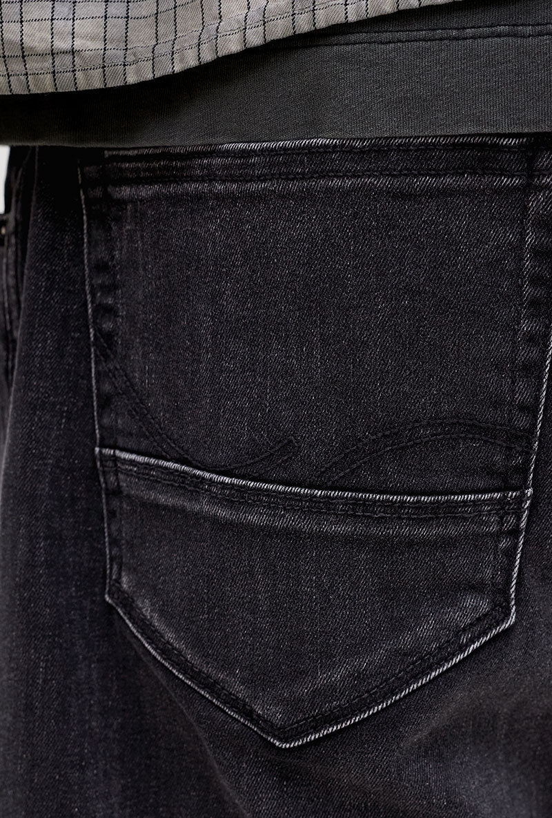 Back pocket image of Rick jj fox denim shorts in black, by brand Jack&jones