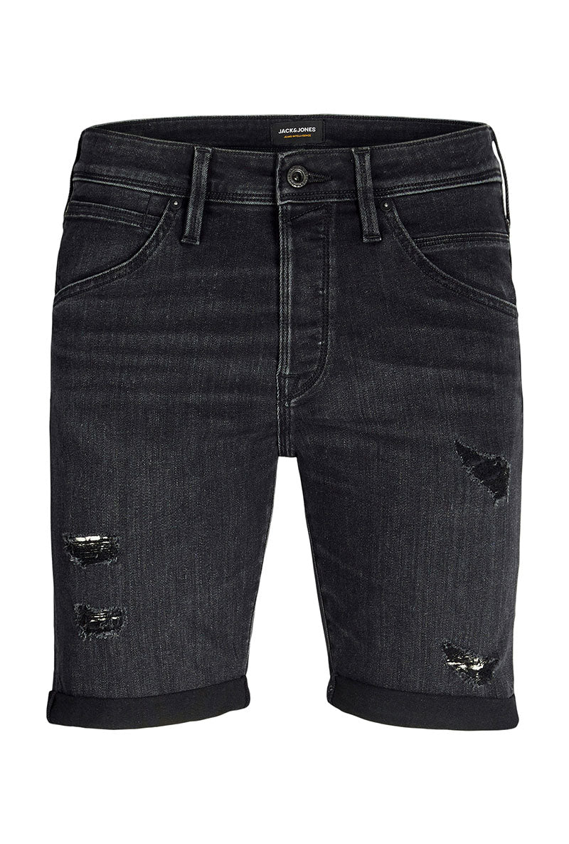 Front image of Rick jj fox denim shorts in black, by brand Jack&jones