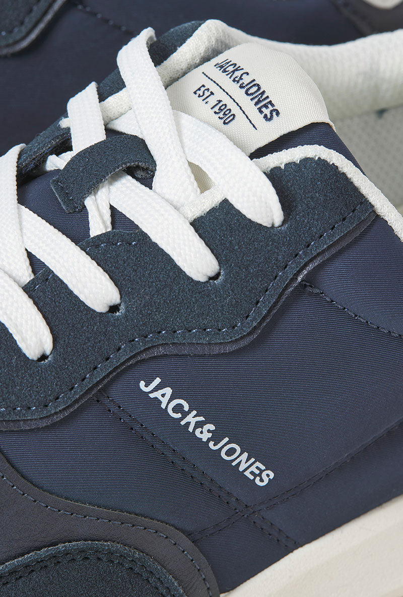 Front image of Romano combo sneaker in navy, by brand Jack&jones