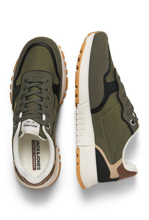 Front image of Romano combo sneaker in olive, by brand Jack&jones