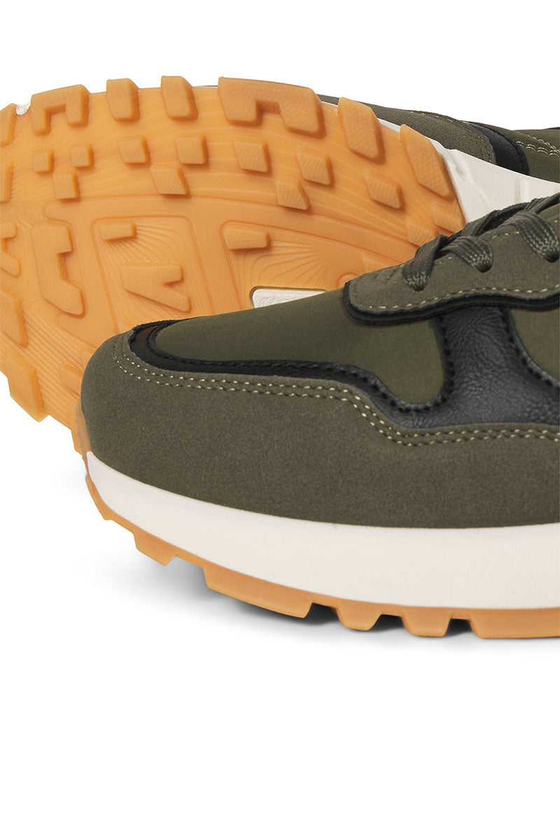 Front image of Romano combo sneaker in olive, by brand Jack&jones