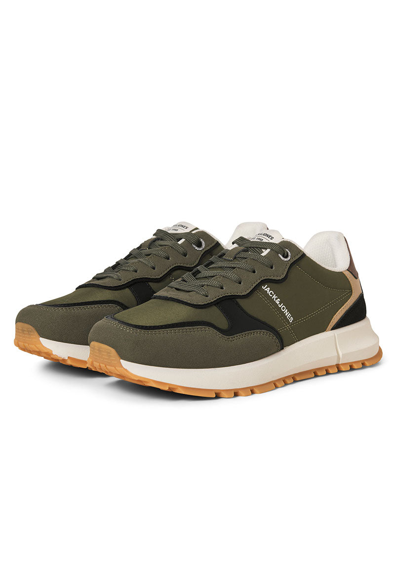 Front image of Romano combo sneaker in olive, by brand Jack&jones