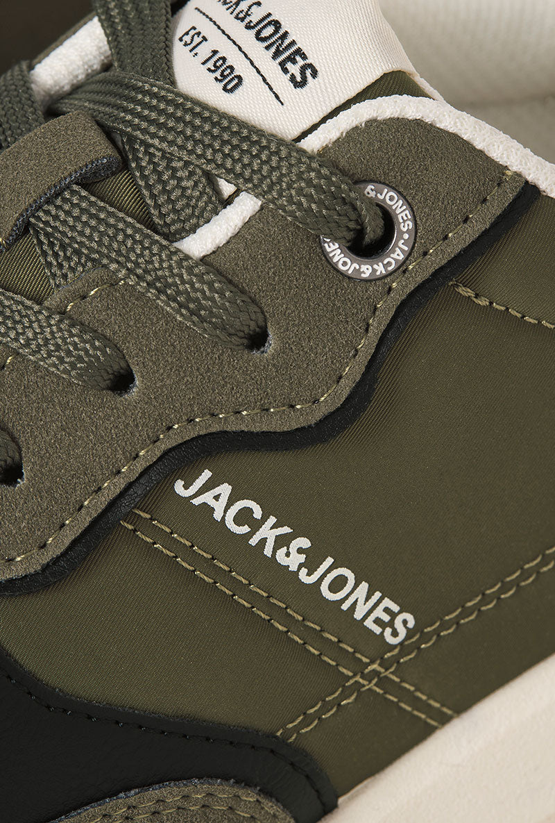 Front image of Romano combo sneaker in olive, by brand Jack&jones