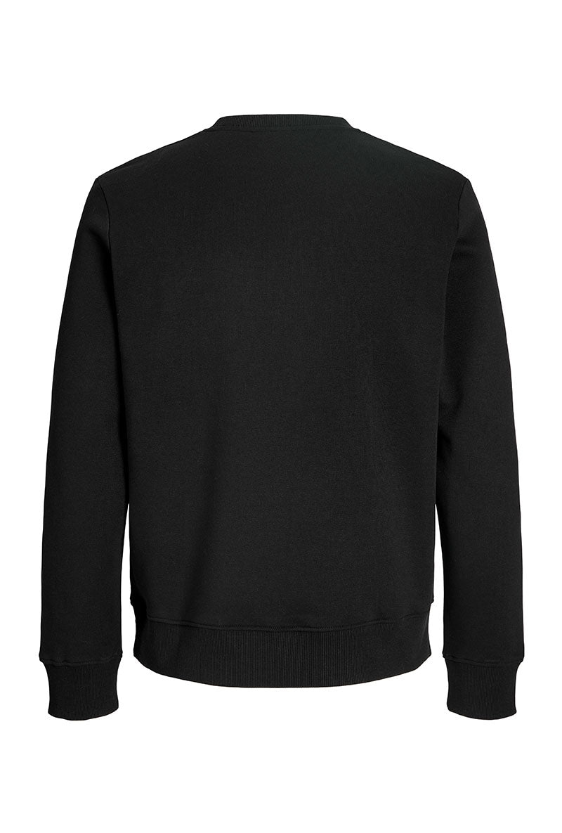 Back image of Rush sweat crew neck sweatshirt in black, by brand Jack&jones