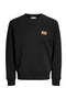Front image of the Rush sweat crew neck sweatshirt in black, by brand Jack&jones