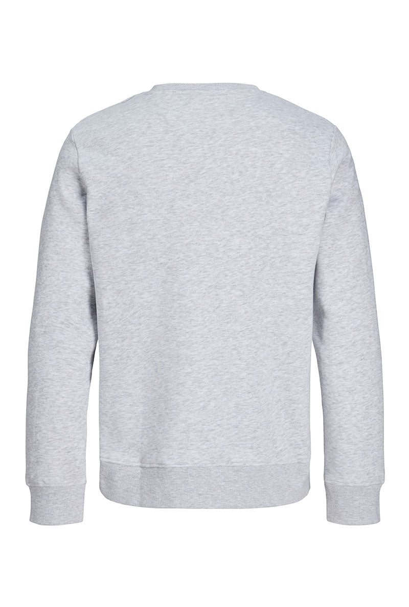 Back image of Rush sweat crew neck sweatshirt in light grey, by brand Jack&jones