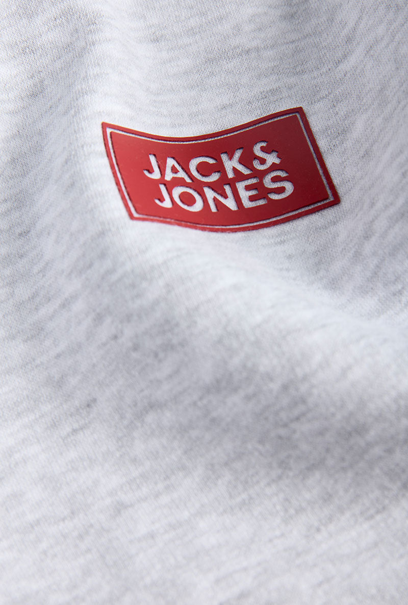 Detail image of Rush sweat crew neck sweatshirt in light grey, by brand Jack&jones