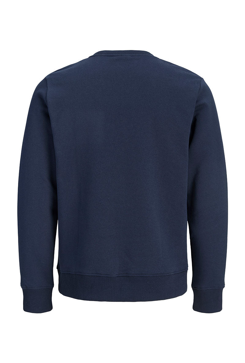 Back image of Rush sweat crew neck sweatshirt in navy, by brand Jack&jones