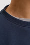 Front image of the Rush sweat crew neck sweatshirt in navy, by brand Jack&jones