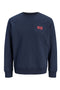 Front image of the Rush sweat crew neck sweatshirt in navy, by brand Jack&jones