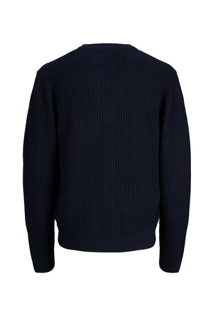 Back image of the Sage vneck knit cardigan in navy, by brand Jack&jones