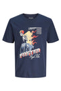 Image of TRACK SKULL TEE in navy, by brand JACK&JONES