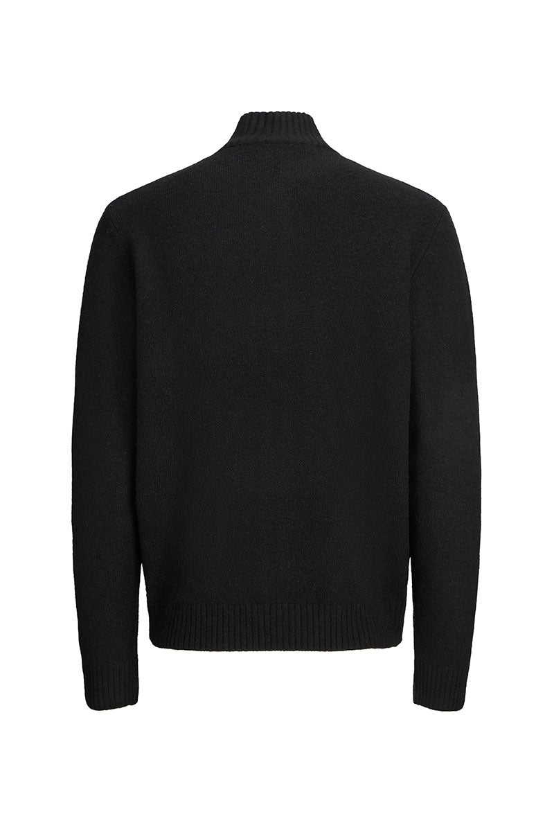 Back image of Soho ollie high neck zip knit in black, by brand Jack&jones