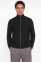Front image of a model wearing Soho ollie high neck zip knit in black, by brand Jack&jones