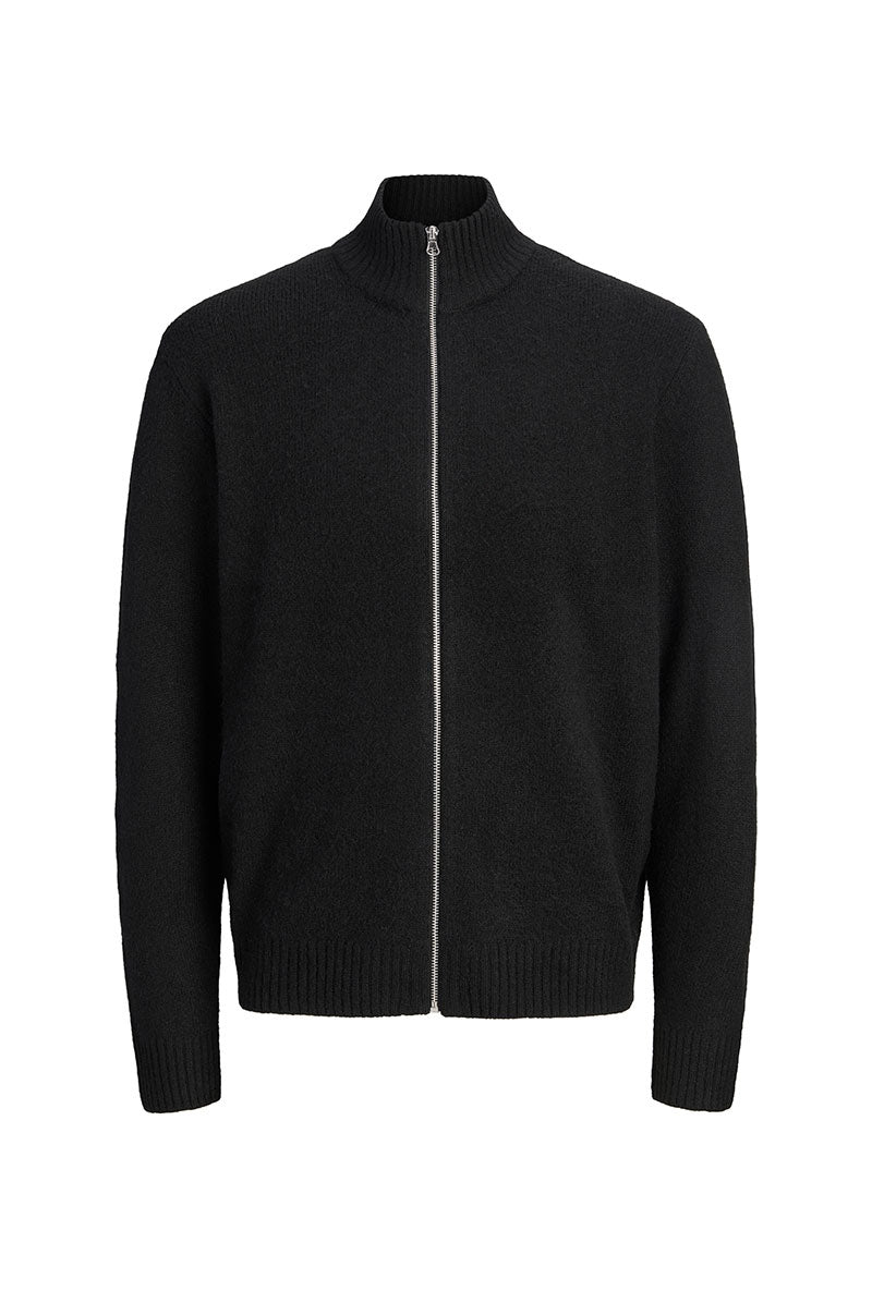 Front image of Soho ollie high neck zip knit in black, by brand Jack&jones