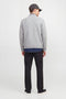 Back image of a model wearing the Soho ollie high neck zip knit in light grey, by brand Jack&jones