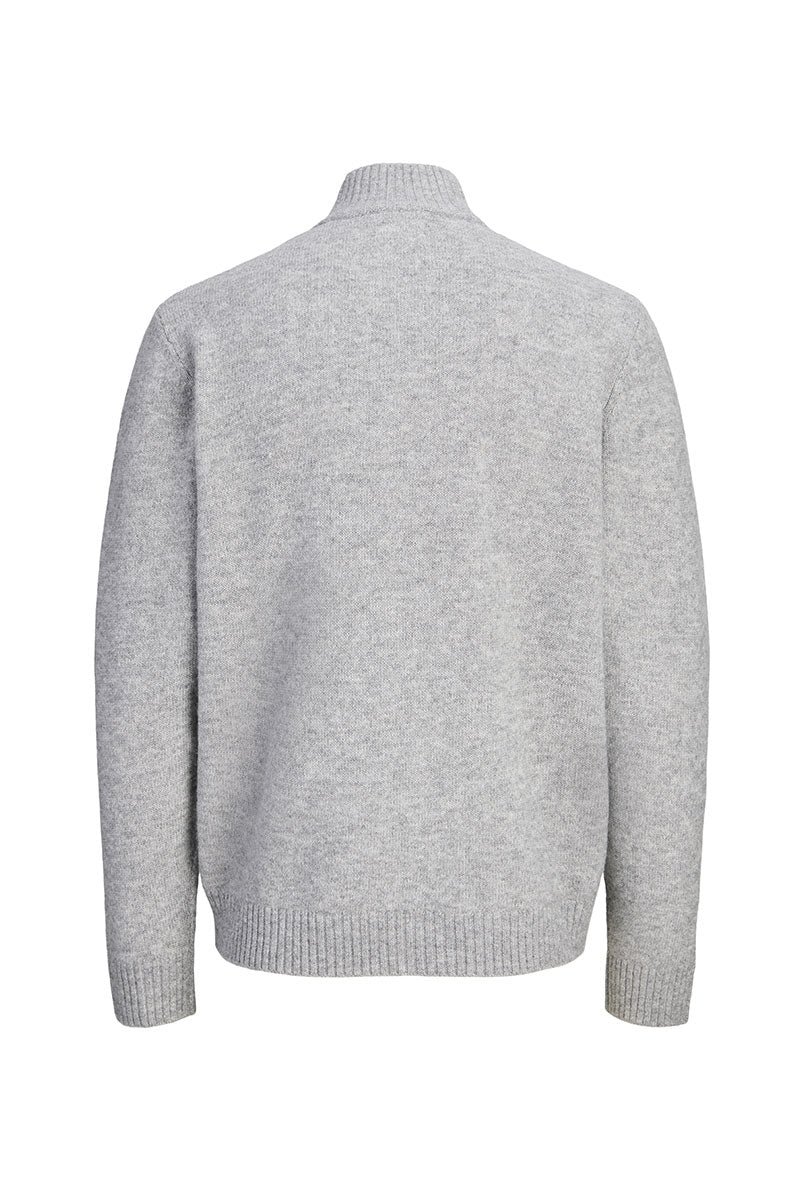 Back image of Soho ollie high neck zip knit in light grey, by brand Jack&jones