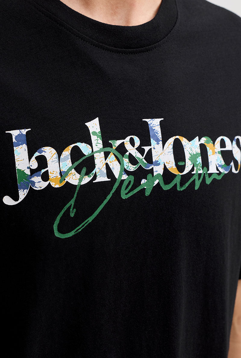 Front image of Tom tee ss crew neck in black, by brand Jack&jones