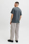 Back image of a model wearing the Tom tee ss crew neck in charcoal, by brand Jack&jones