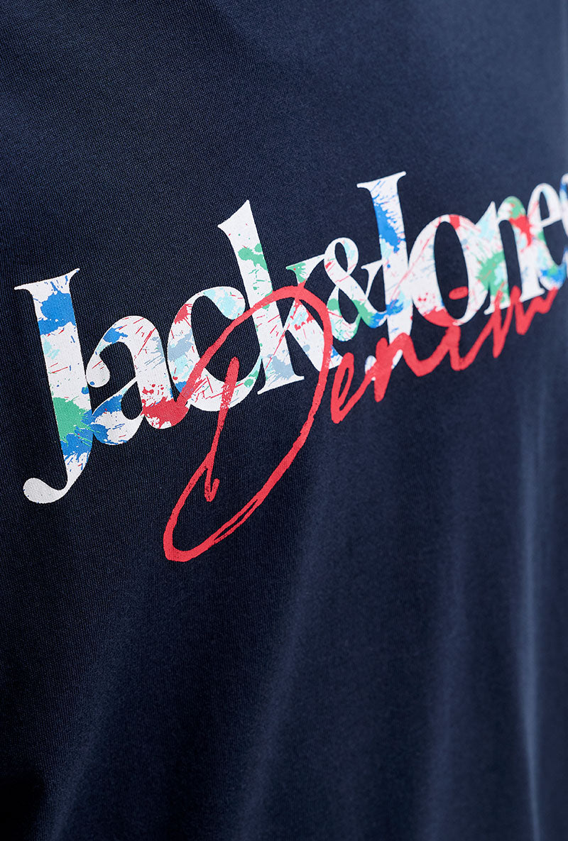 Front image of Tom tee ss crew neck in navy, by brand Jack&jones