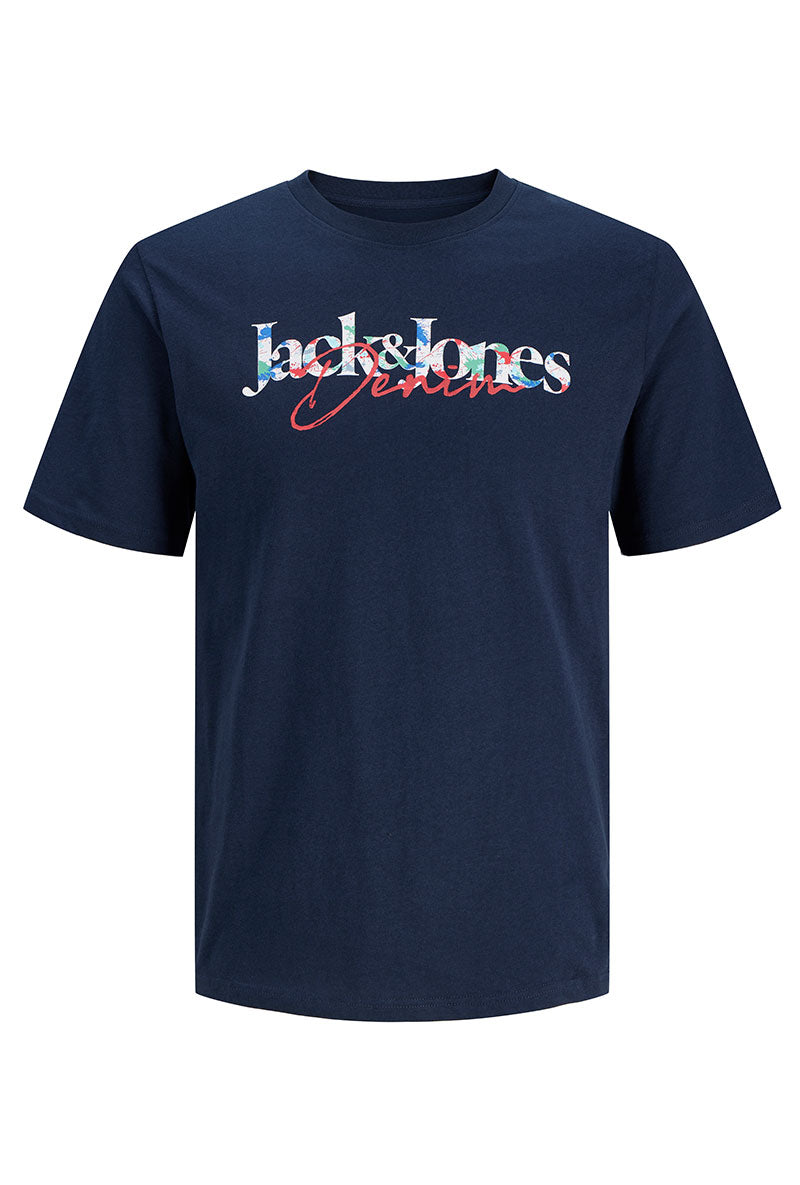 Front image of Tom tee ss crew neck in navy, by brand Jack&jones