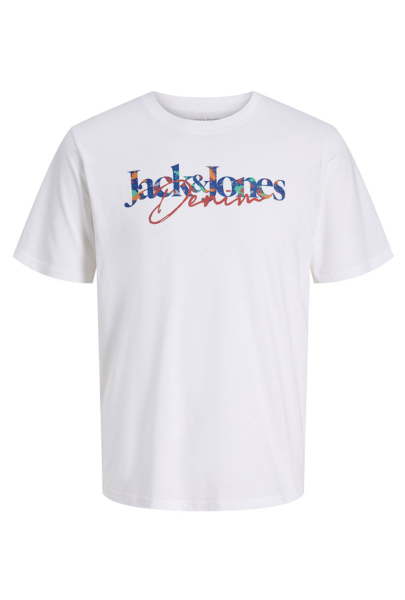Front image of Tom tee ss crew neck in white, by brand Jack&jones