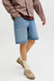 Front image of a model wearing the Tony original shorts akm 111 in denim, by brand Jack&jones