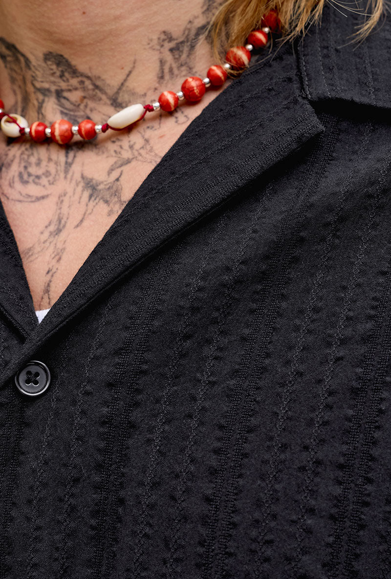 Front image of Tyson resort shirt in black, by brand Jack&jones