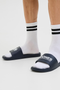 Front image of a model wearing the Jack and jones wollie slider in charcoal, by brand Jack&jones