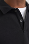 Close up image  of the Jack and jones bradley sweat polo in black, by brand Jack&jones