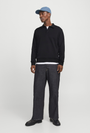 Image of JACK AND JONES BRADLEY SWEAT POLO in black, by brand JACK&JONES