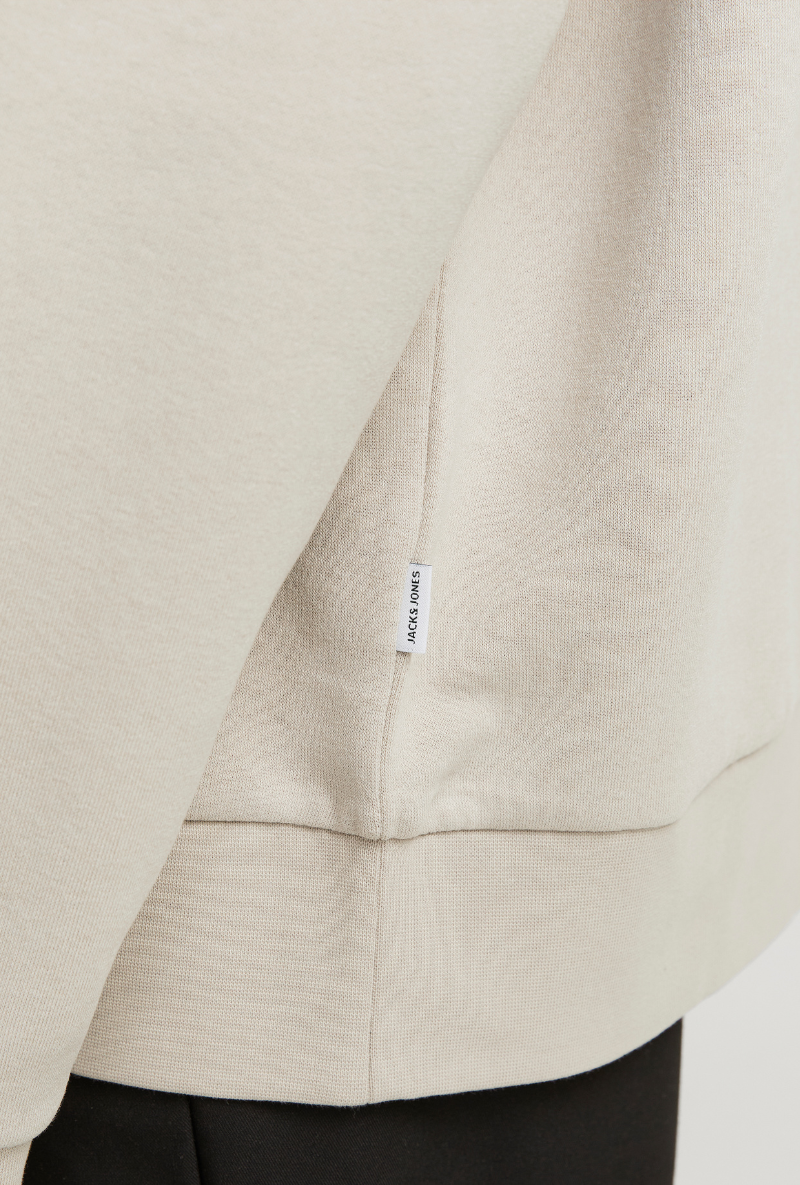 Close up image  of Jack and jones bradley sweat polo in stone, by brand Jack&jones