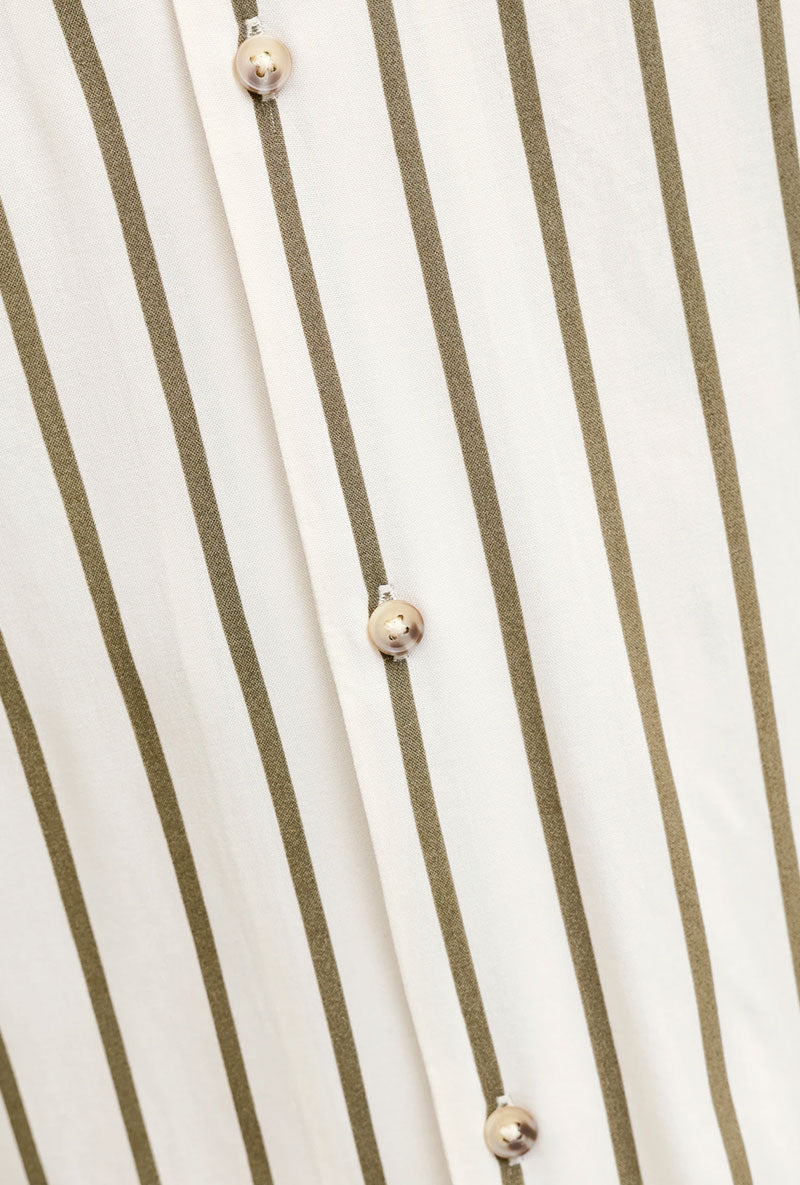 Button closure detail image of Jeff resort stripe shirt in olive, by brand Jack&jones