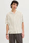 Front image of a model wearing Jeff resort stripe shirt in olive, by brand Jack&jones