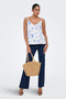Front image of a model wearing the Ada singlet in white, by brand Jacqueline de yong