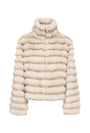 Image of ALLIE FAUX FUR JACKET in beige, by brand JACQUELINE DE YONG