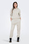 Front image of a model wearing the Amalfi life ls hood in oat, by brand Jacqueline de yong