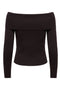 Back image of the Astra ls off shoulder pullover knit in chocolate, by brand Jacqueline de yong