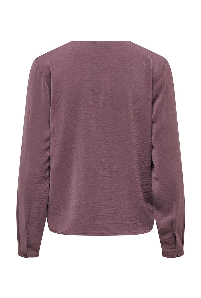 Back image of Aya ls collar shirt in burgundy, by brand Jacqueline de yong