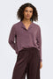 Front image of a model wearing Aya ls collar shirt in burgundy, by brand Jacqueline de yong
