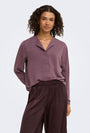 Image of AYA LS COLLAR SHIRT in burgundy, by brand JACQUELINE DE YONG