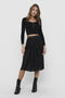Front image of a model wearing the Boa skirt in black, by brand Jacqueline de yong