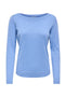 Front image of Bodil l/s boat neck pullover in blue, by brand Jacqueline de yong