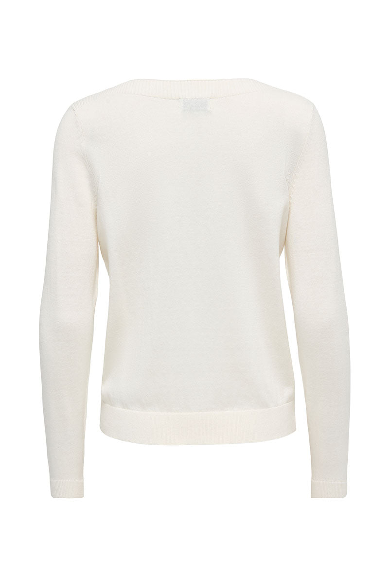 Back image of Bodil l/s boat neck pullover in off white, by brand Jacqueline de yong