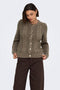 Front image of a model wearing Carmella ls cable knit cardigan in brown, by brand Jacqueline de yong